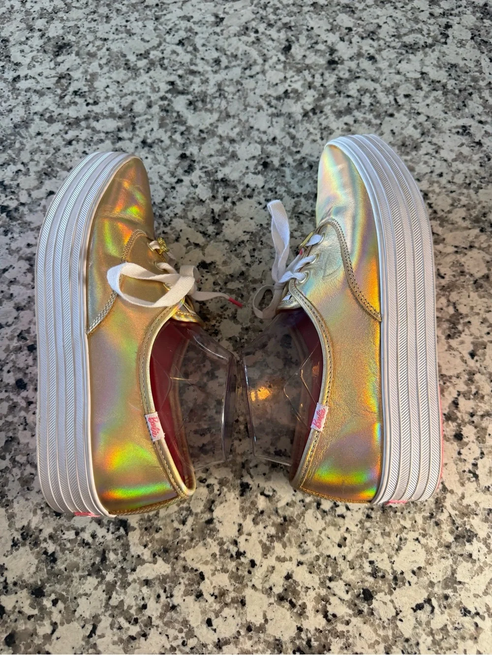 Keds x Barbie WH68062 Iridescent Gold Triple Kick Platform Sneakers Size 9